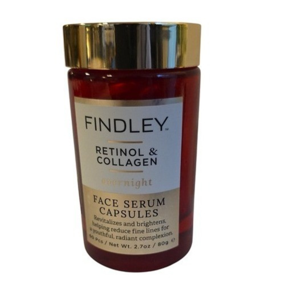Findley Retinol &‎ Collagen Overnight Face Serum Capsules 60 Ct Anti Aging New